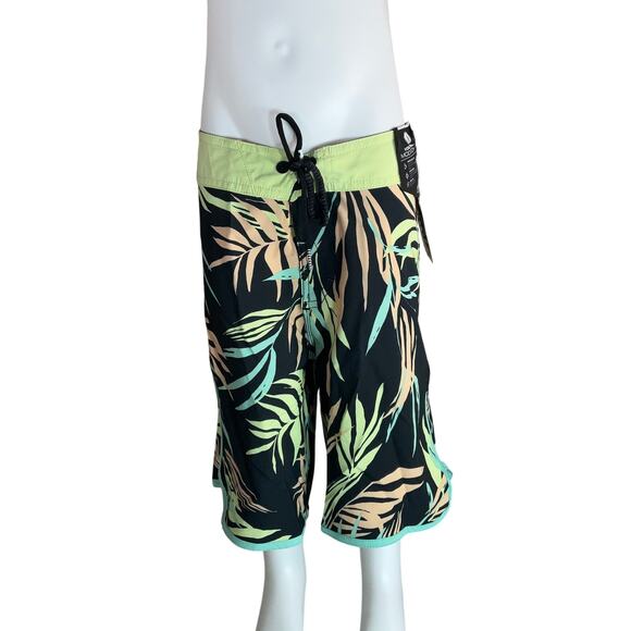 Volcom Big Boys Bleeding Leaf Mod Drawstring Trunks - Black Size 29  NWT - Picture 1 of 4
